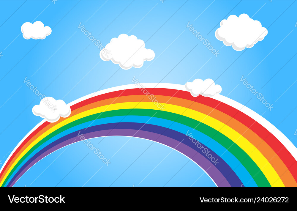 Rainbow and clouds Royalty Free Vector Image - VectorStock