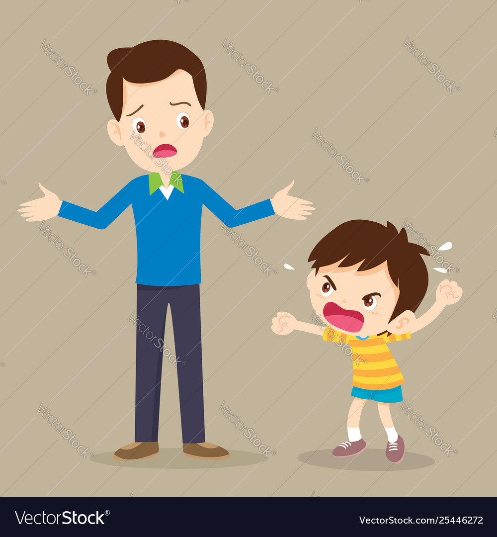 Rampage boy and him dad Royalty Free Vector Image