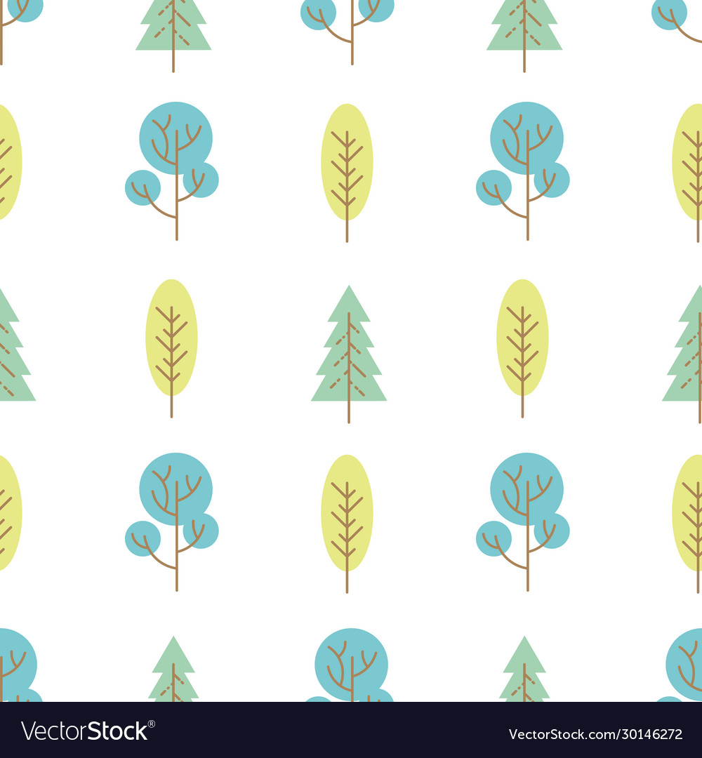 Seamless pattern with colored trees