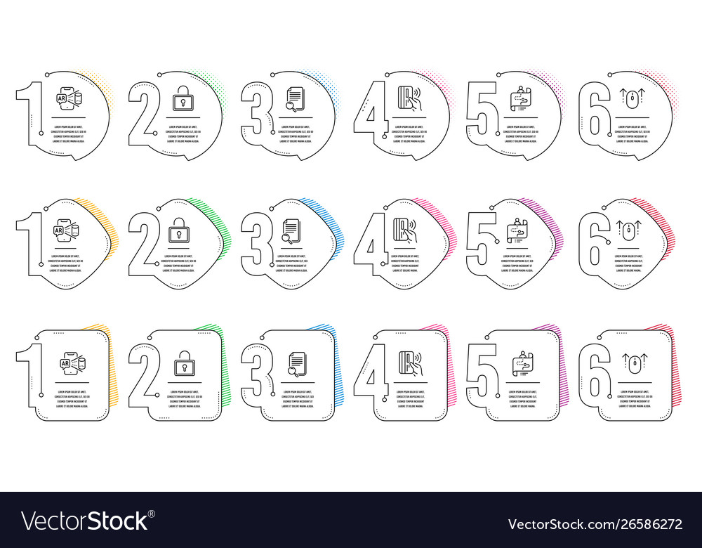 Search file journey path and swipe up icons set vector image Search file journey path and swipe up icons set