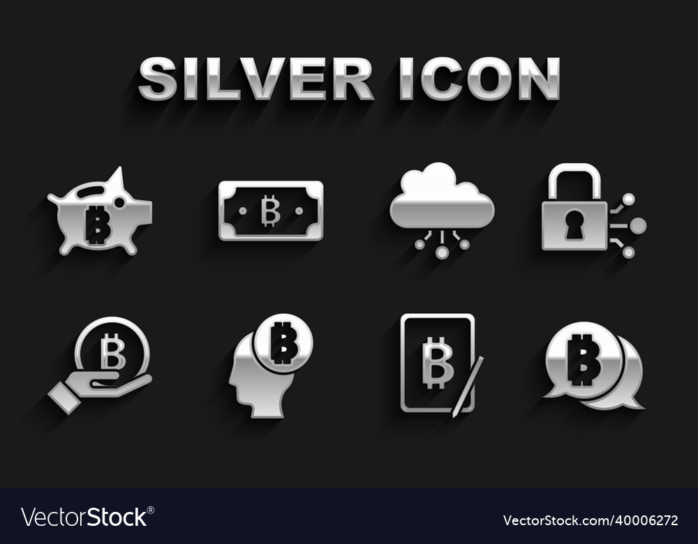 Set bitcoin think lock with mining from vector image Set bitcoin think lock with mining from