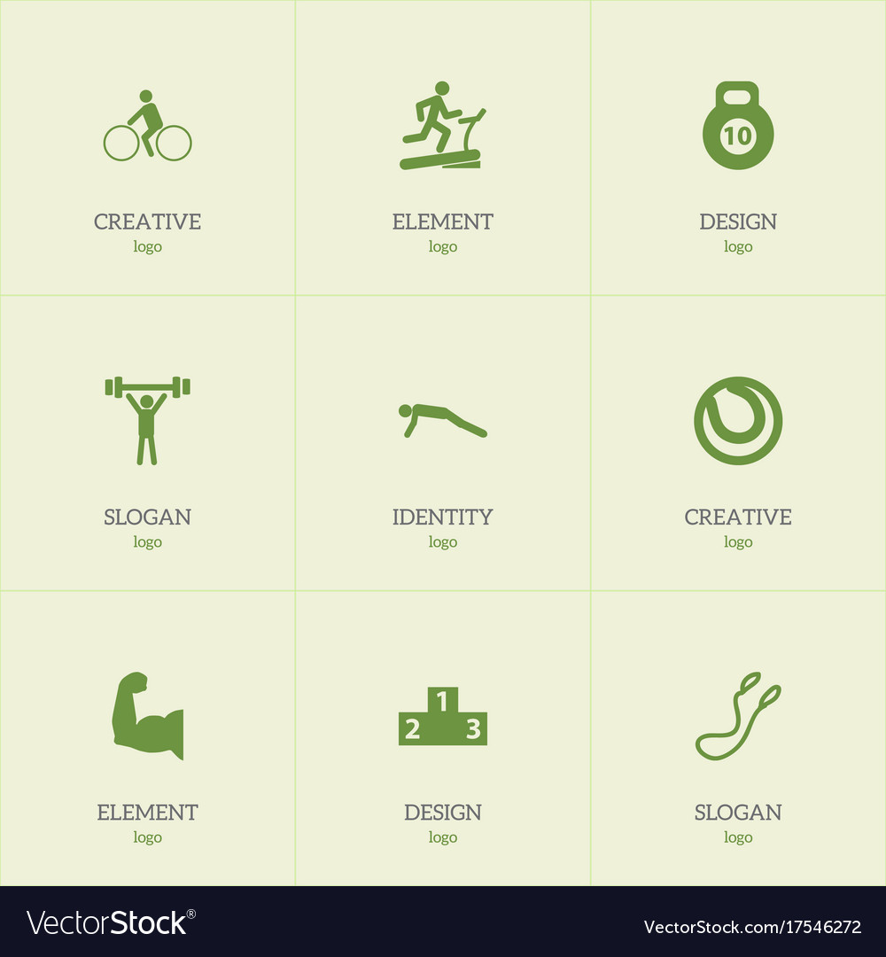 Set of 9 editable exercise icons includes symbols