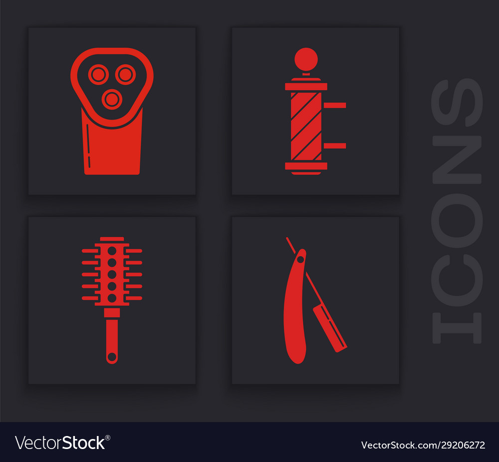 Set Straight Razor Electrical Hair Clipper Or Vector Image