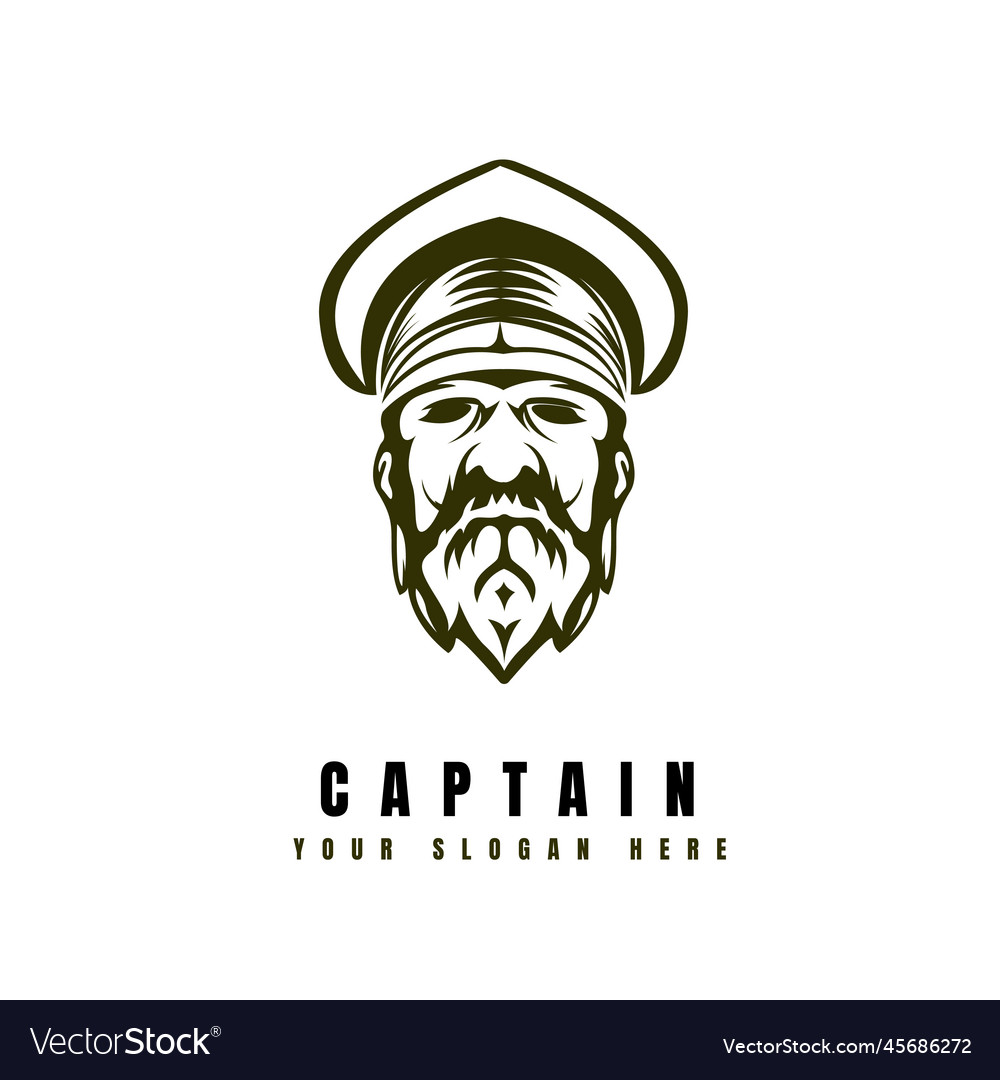 Symbol of captain face silhouette with beard icon