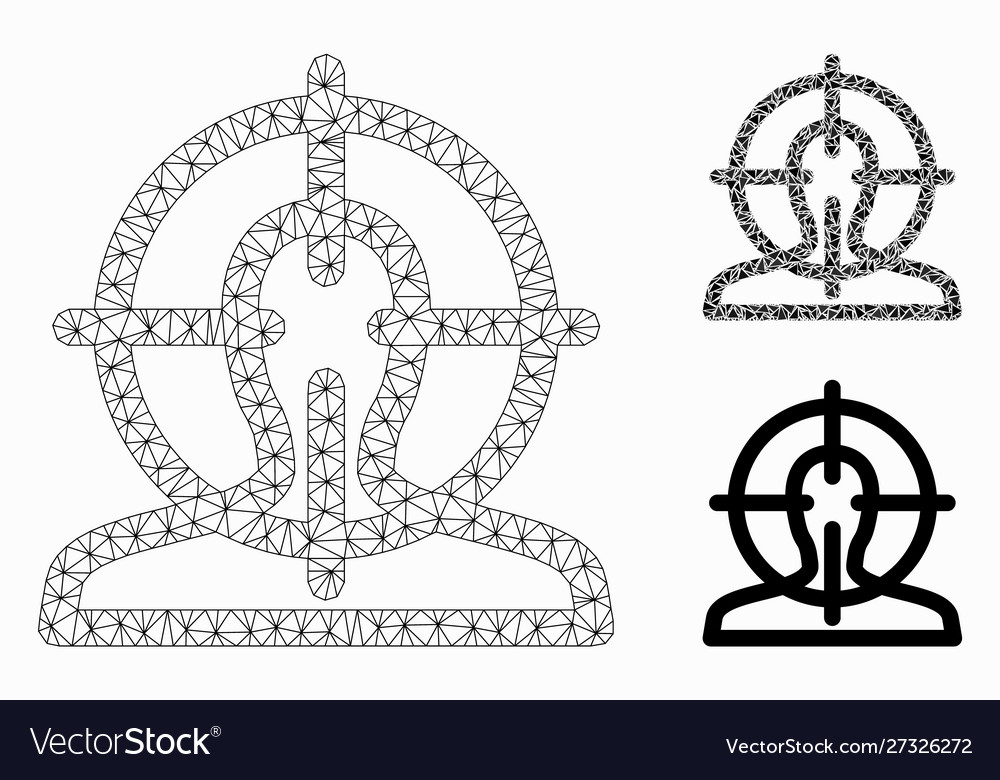 Target mesh 2d model and triangle mosaic vector image Target mesh 2d model and triangle mosaic