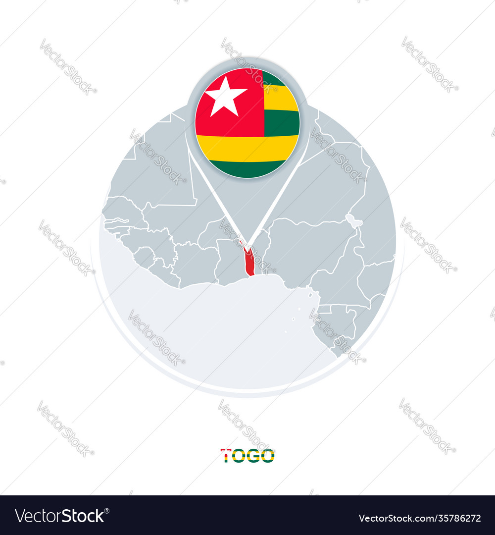 Togo map and flag icon with highlighted