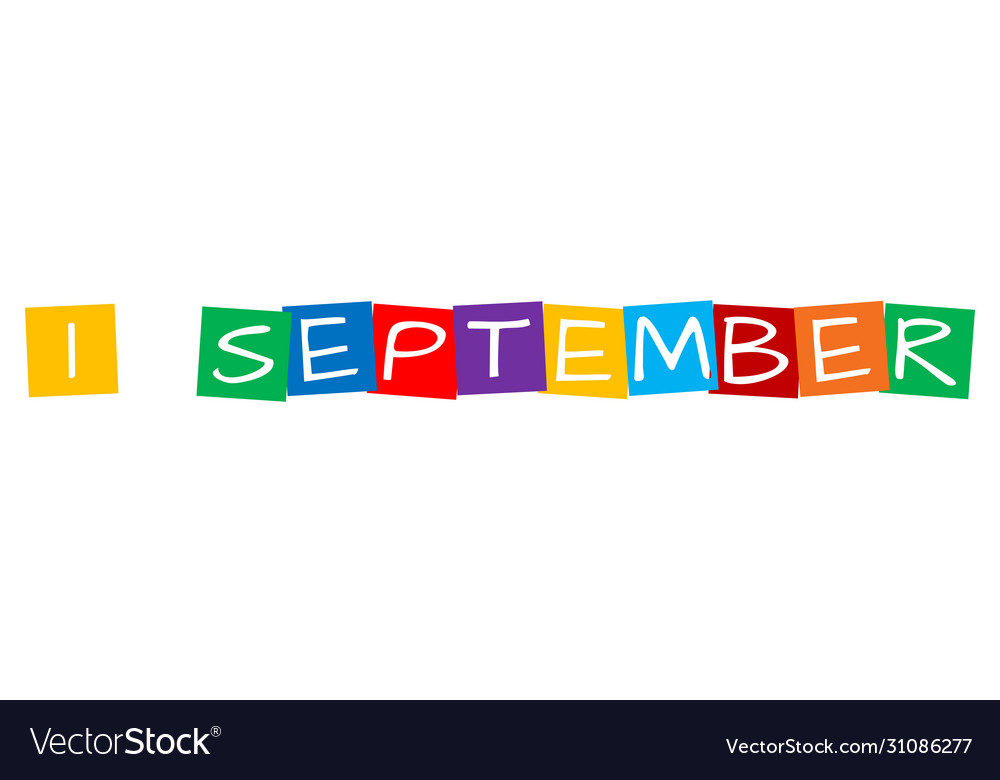 1 september text in colorful rotated squares