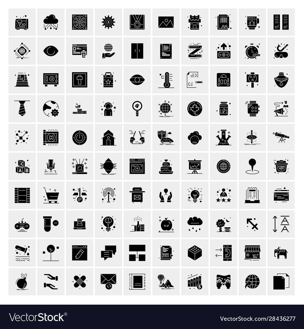 100 solid business icons for web and print