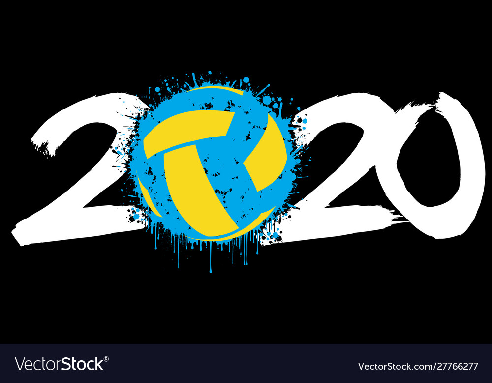 2020 neues Jahr und ein Volleyball Ball aus Blots