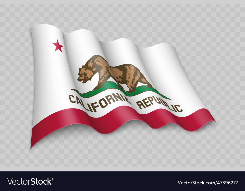 3d realistic waving flag of california is a state