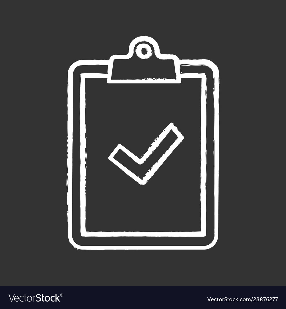 Clipboard with check mark chalk icon