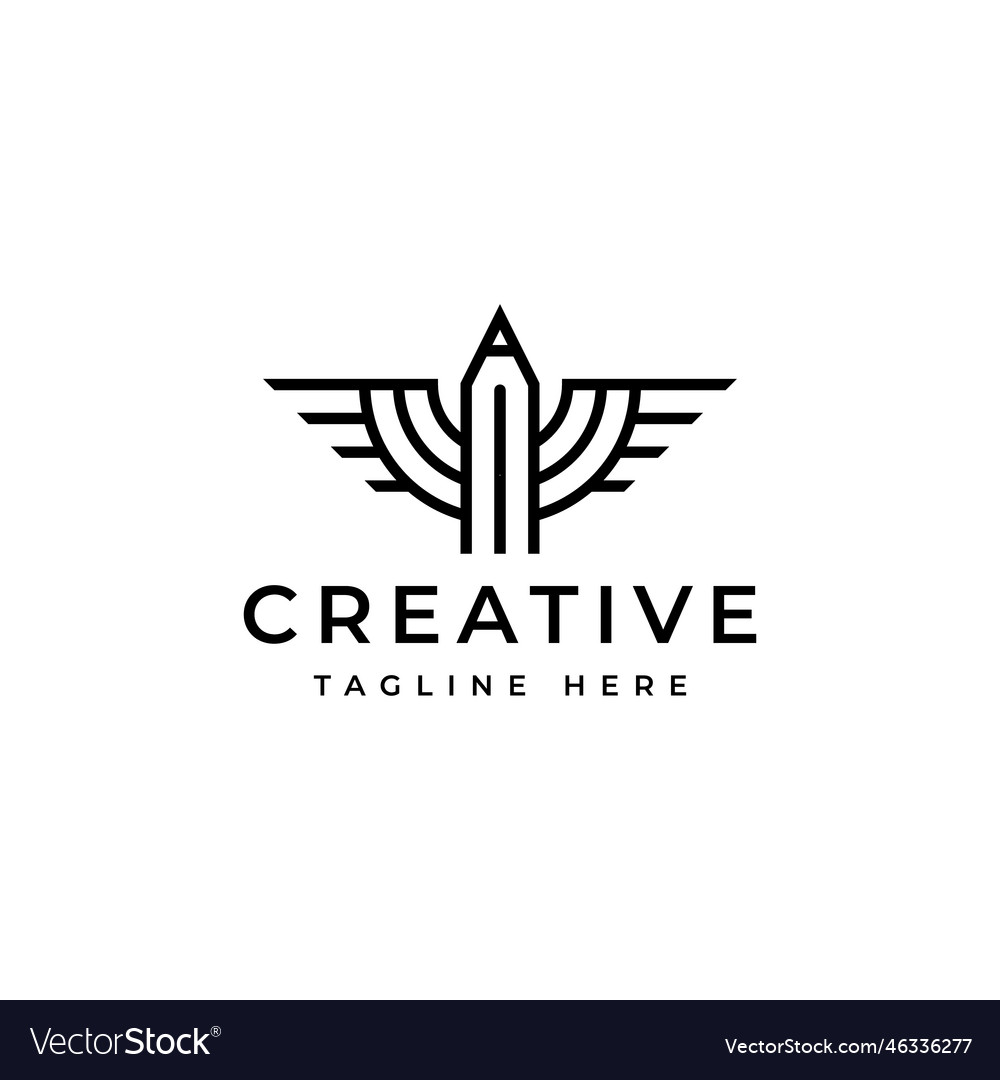 Creative pencil with wings logo design