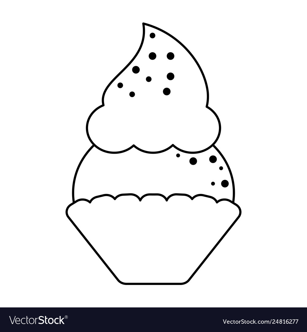 Delicious cupcake dessert in black and white Vector Image