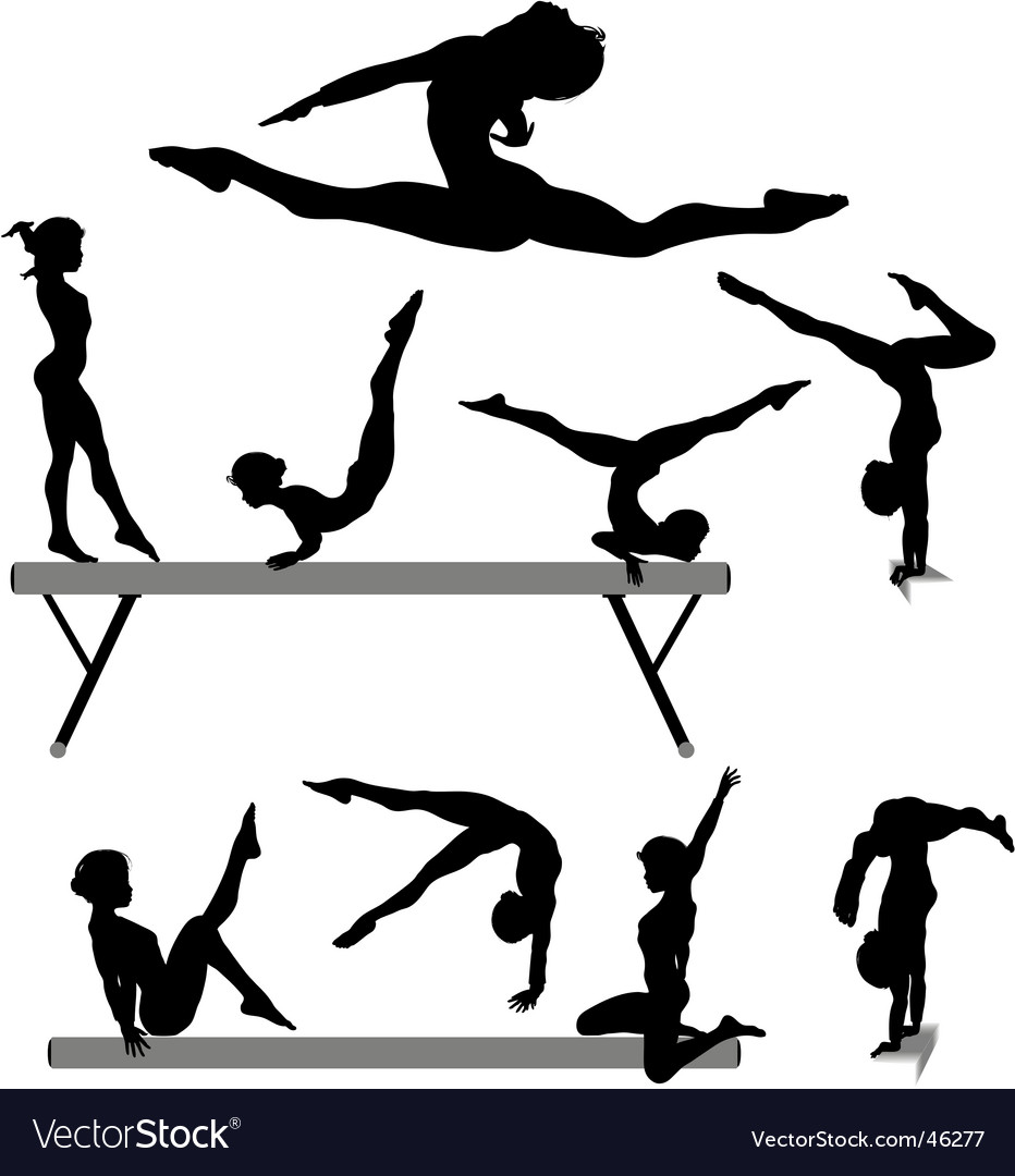 Download Female gymnast silhouettes Royalty Free Vector Image