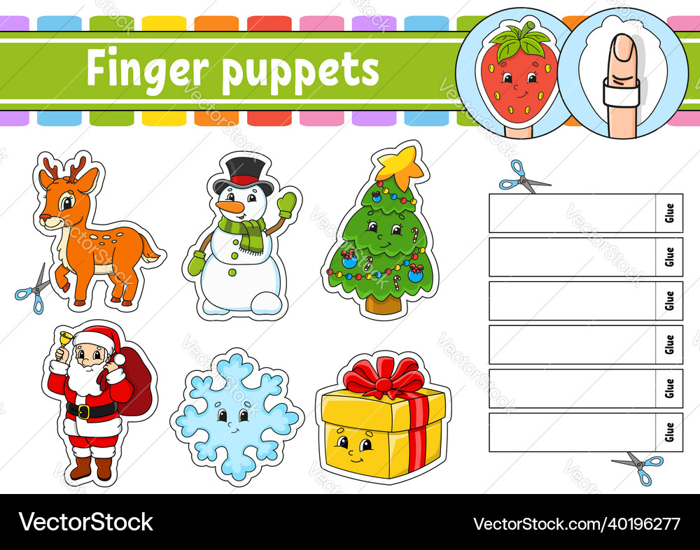 Finger puppets activity game for kids cute Vector Image