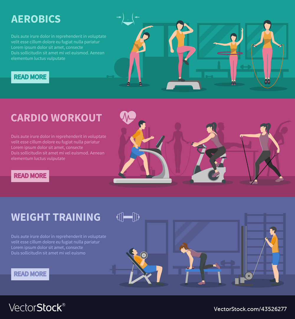 Fitness gym training banners Royalty Free Vector Image