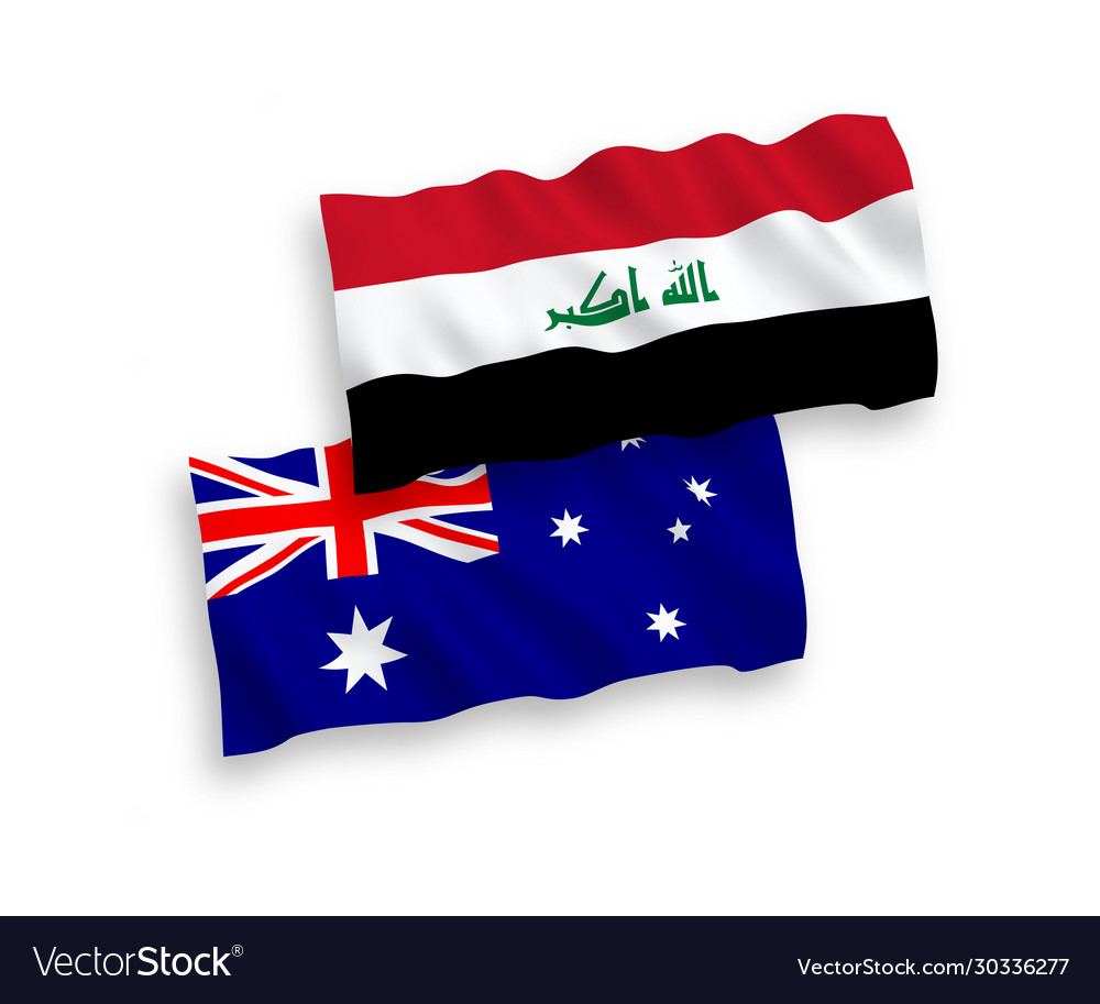 Flags australia and iraq on a white background