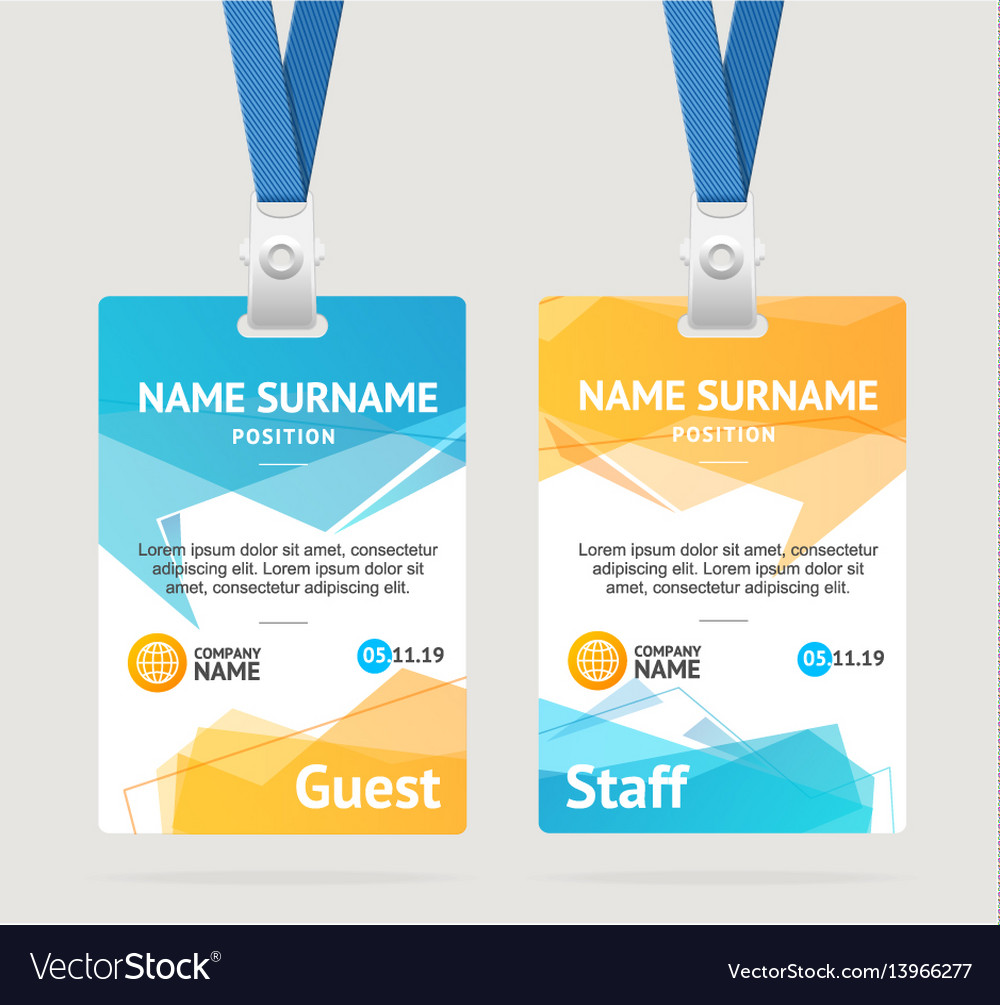 Id Card Template Plastic Badge Royalty Free Vector Image