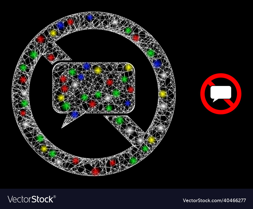 Illuminated hatched net stop chat icon vector image Illuminated hatched net stop chat icon