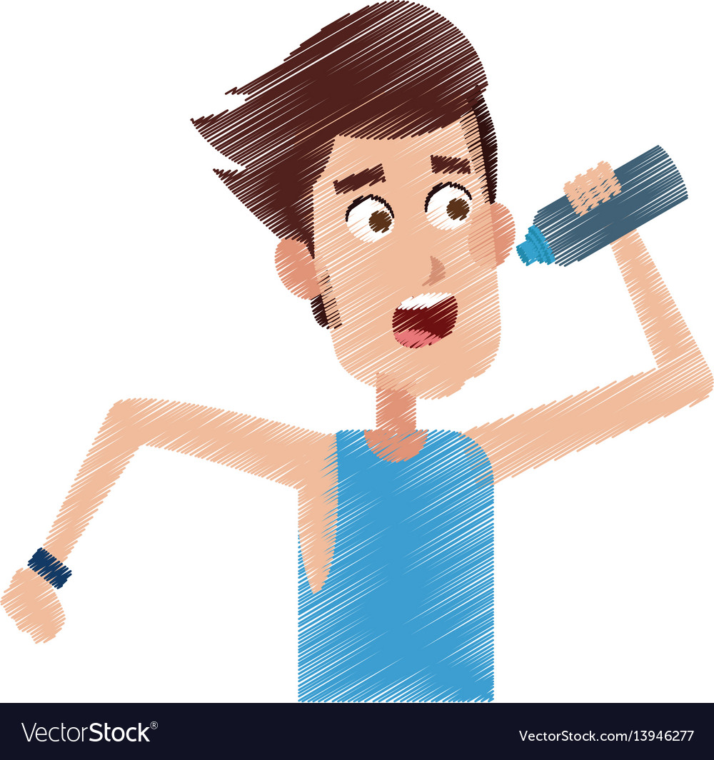 Man drinking water while running icon image