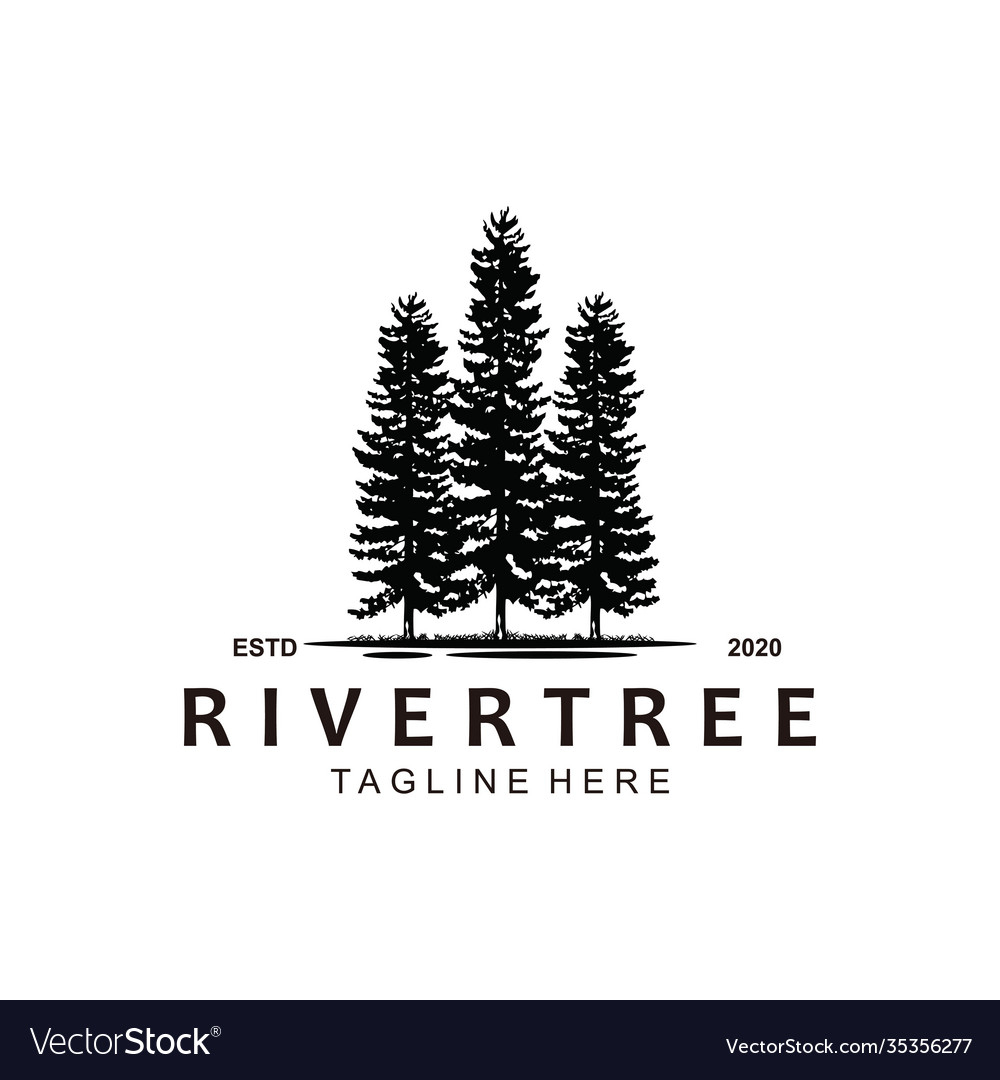 Pine tree logo design symbol template Royalty Free Vector