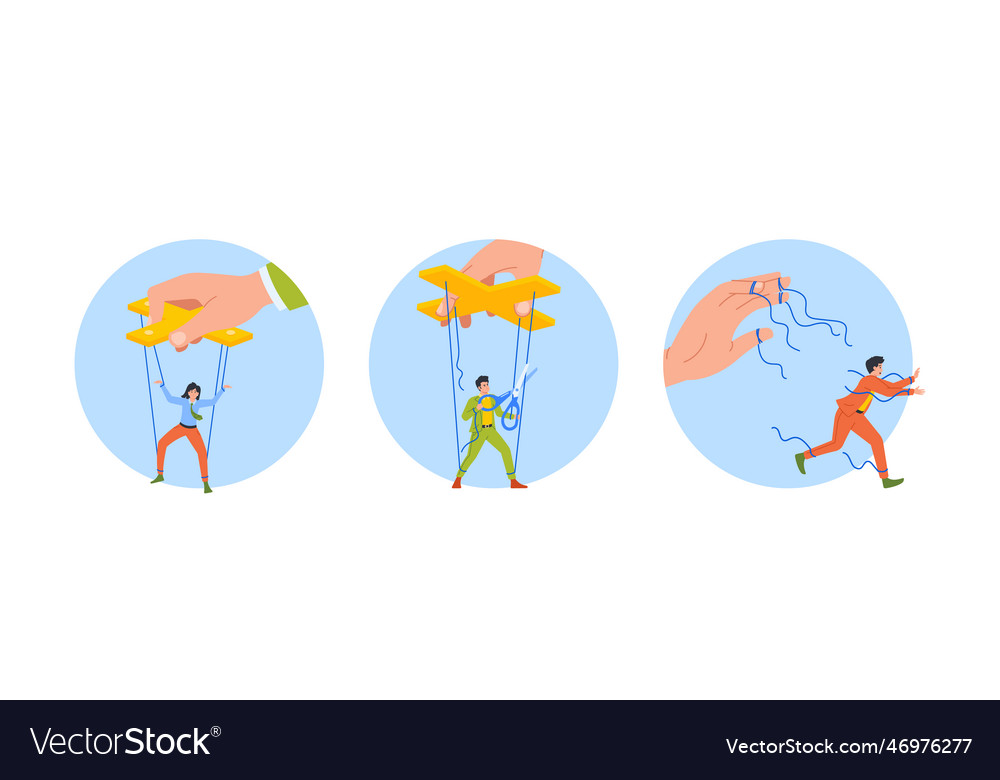 Puppeteer hand maneuvers strings animating Vector Image Puppeteer hand maneuvers strings animating