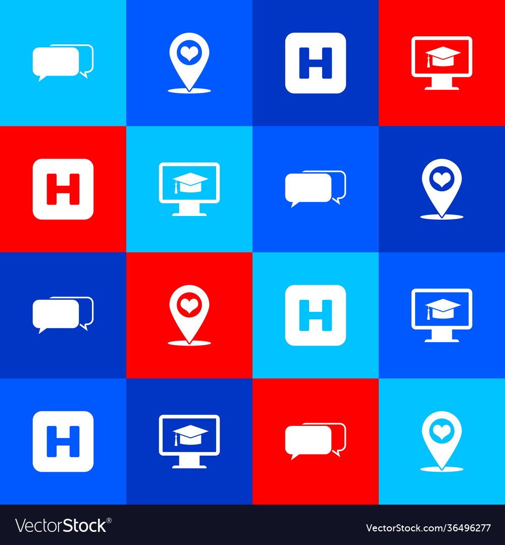 Set chat map pointer with heart hospital Vector Image Set chat map pointer with heart hospital
