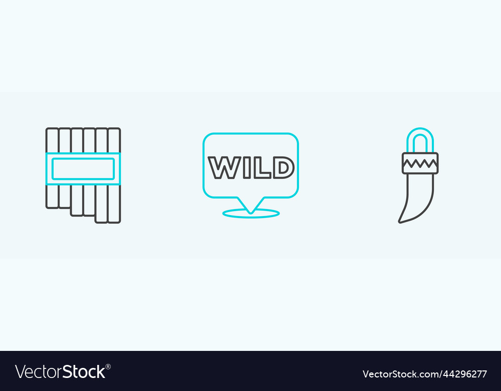 Set line tooth pan flute and pointer to wild west vector image Set line tooth pan flute and pointer to wild west