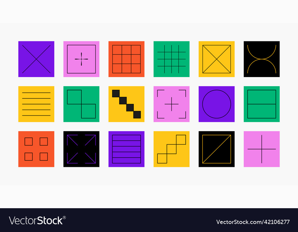 Set of simple geometric abstract thin line icons vector image Set of simple geometric abstract thin line icons