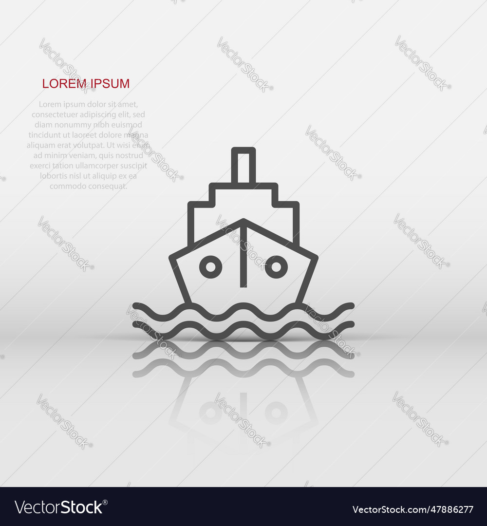 Tourism ship icon in flat style fishing boat