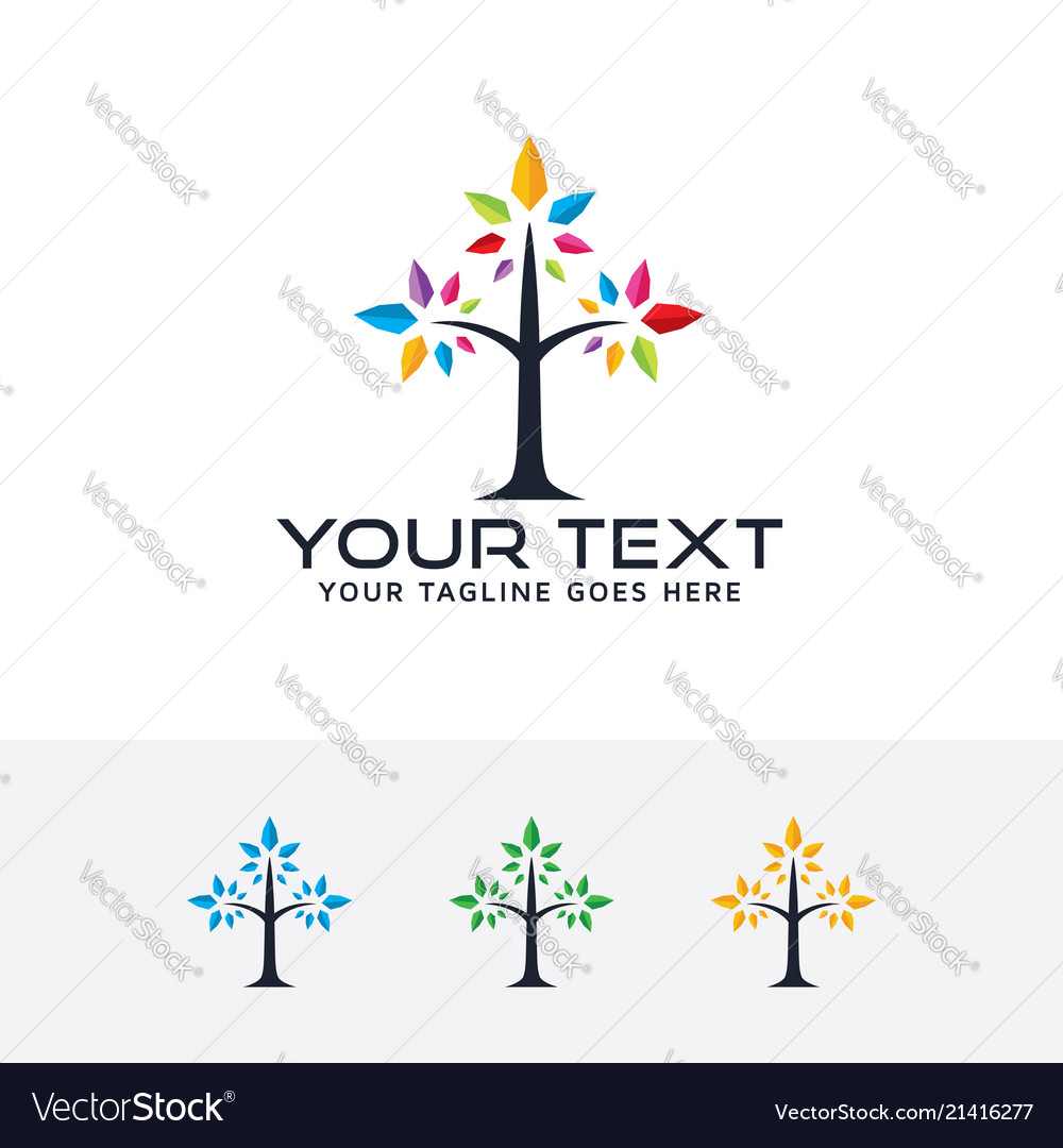 Tree color logo Royalty Free Vector Image - VectorStock