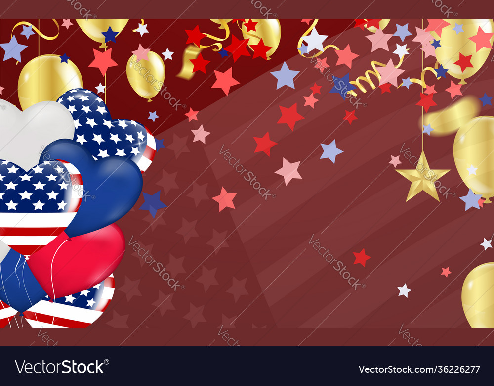 Usa flag with party banner with balloons Vector Image