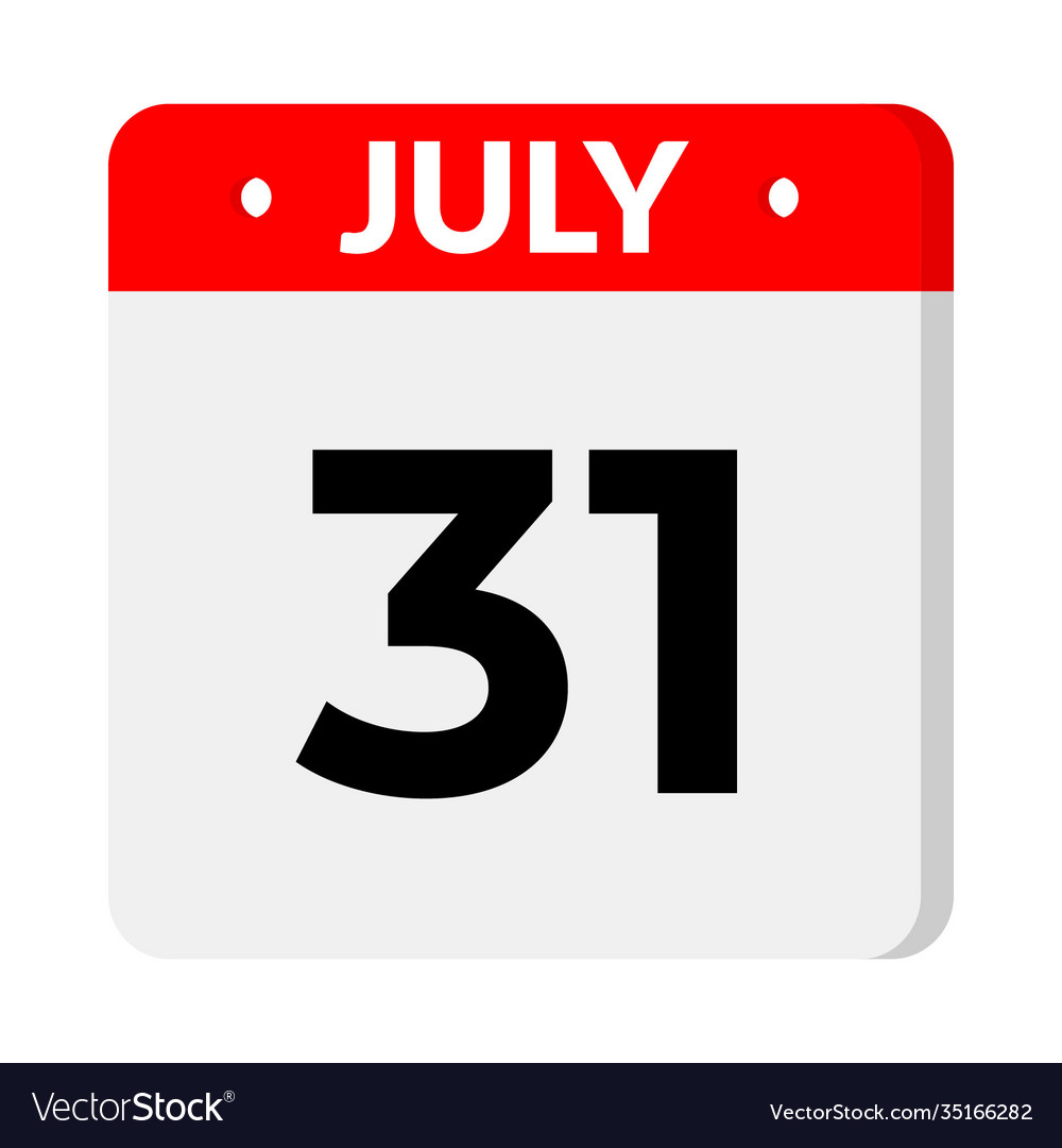 31 july calendar icon Royalty Free Vector Image