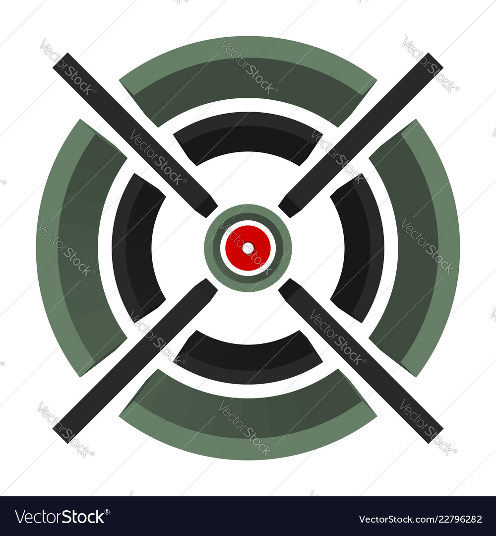 3d cross-hair reticle target mark on white