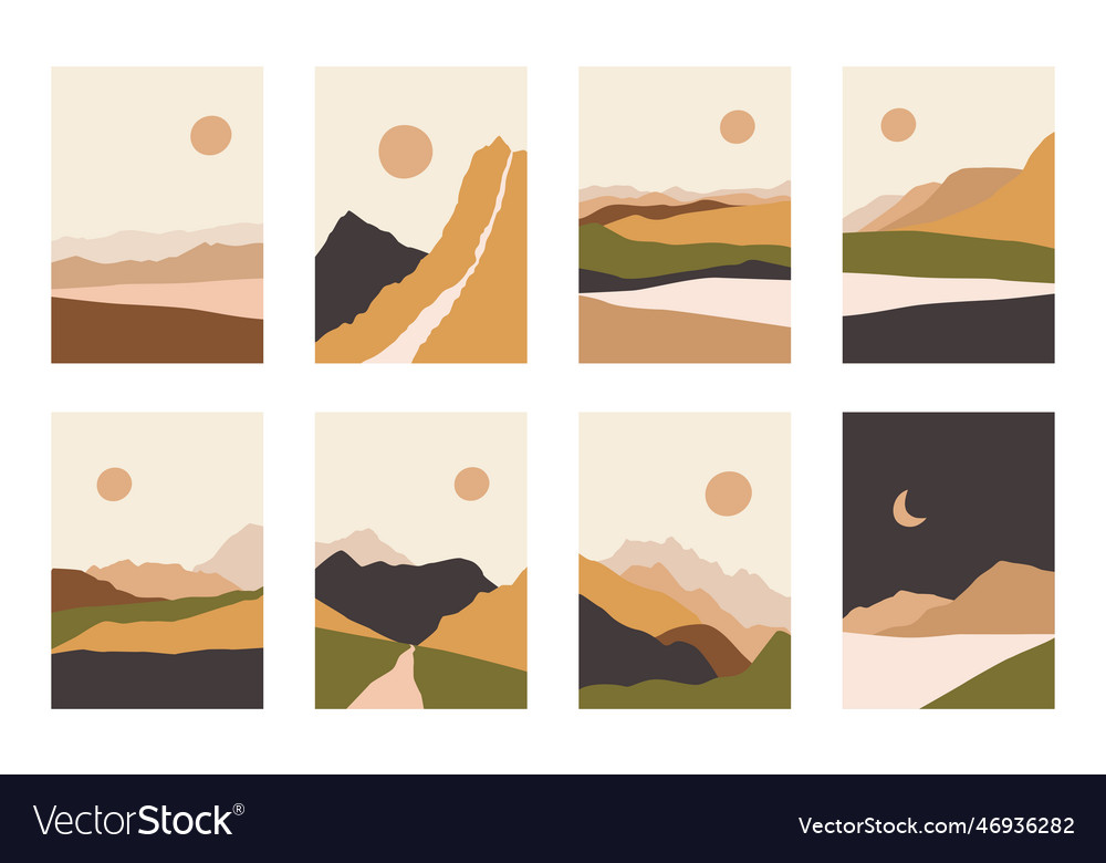 Abstract landscape collection flat style Vector Image