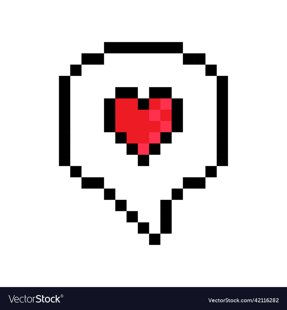 Banner with pixel message heart for game design