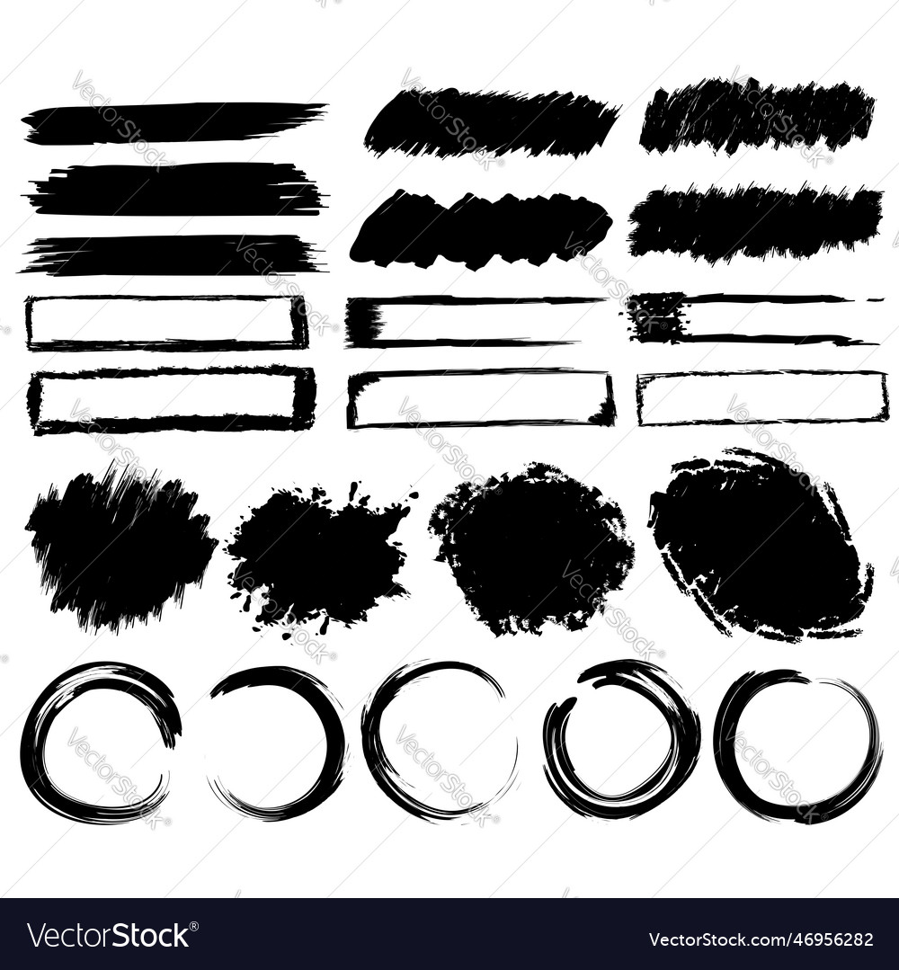 Black brush stroke banner set bundle collection