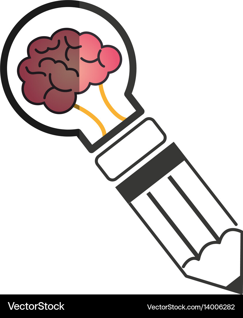 Bulb light with brain Royalty Free Vector Image