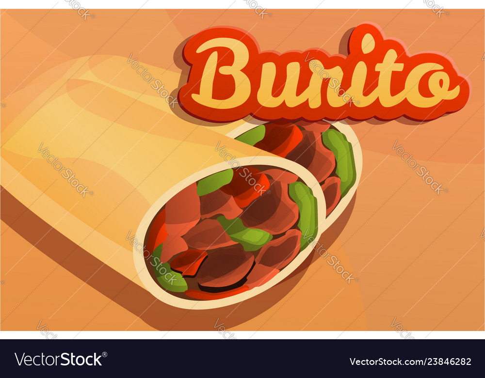 Burito concept banner cartoon style Royalty Free Vector