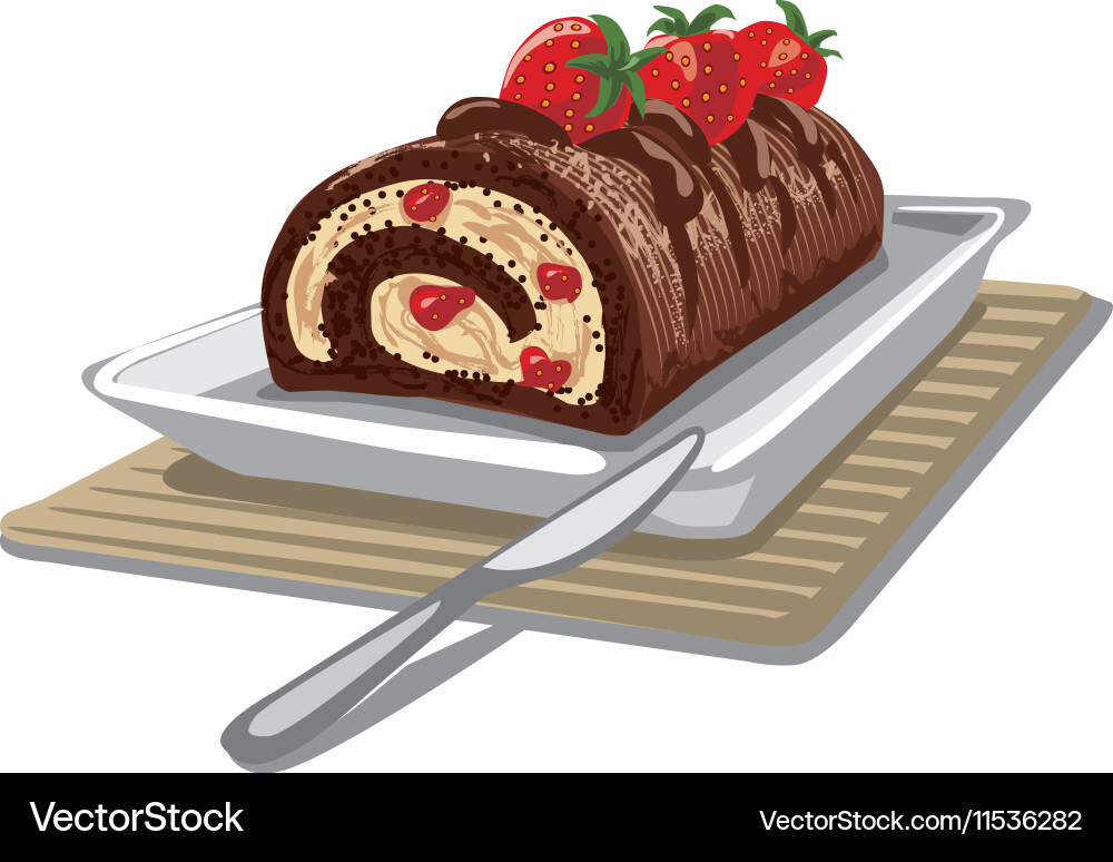 Cake chocolate with strawberry Royalty Free Vector Image