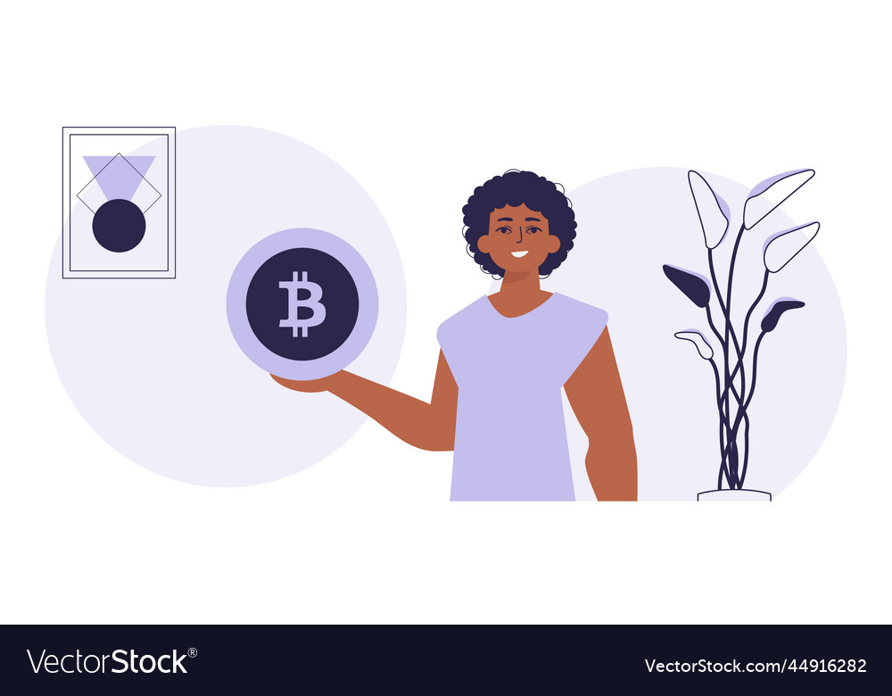 Concept of mining and extraction bitcoin a man Vector Image Concept of mining and extraction bitcoin a man