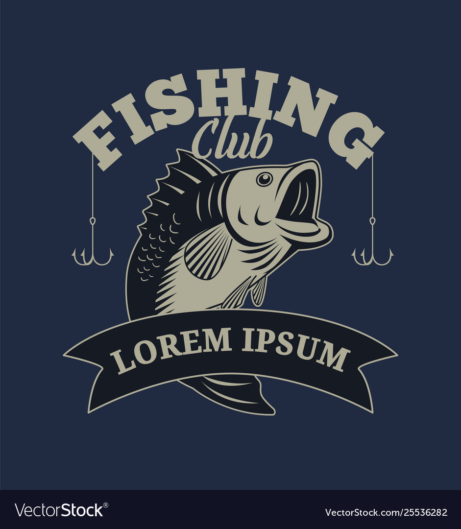 Fishing club with bass fish Royalty Free Vector Image