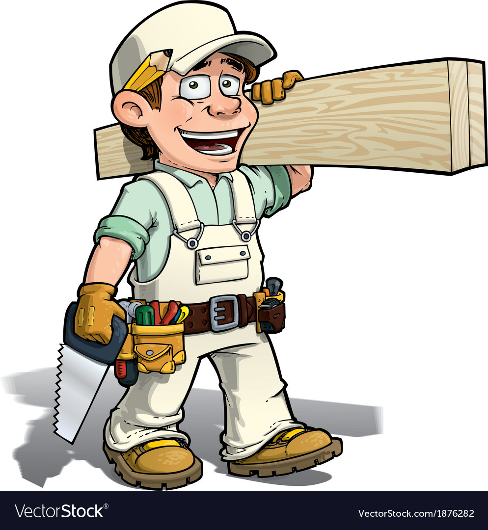 Handyman carpenter white Royalty Free Vector Image