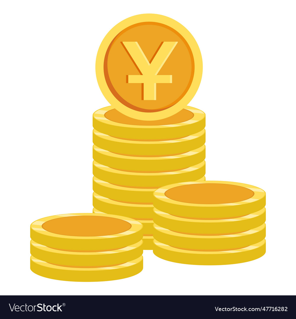 Isolated empty golden yuan coin stack vector image Isolated empty golden yuan coin stack