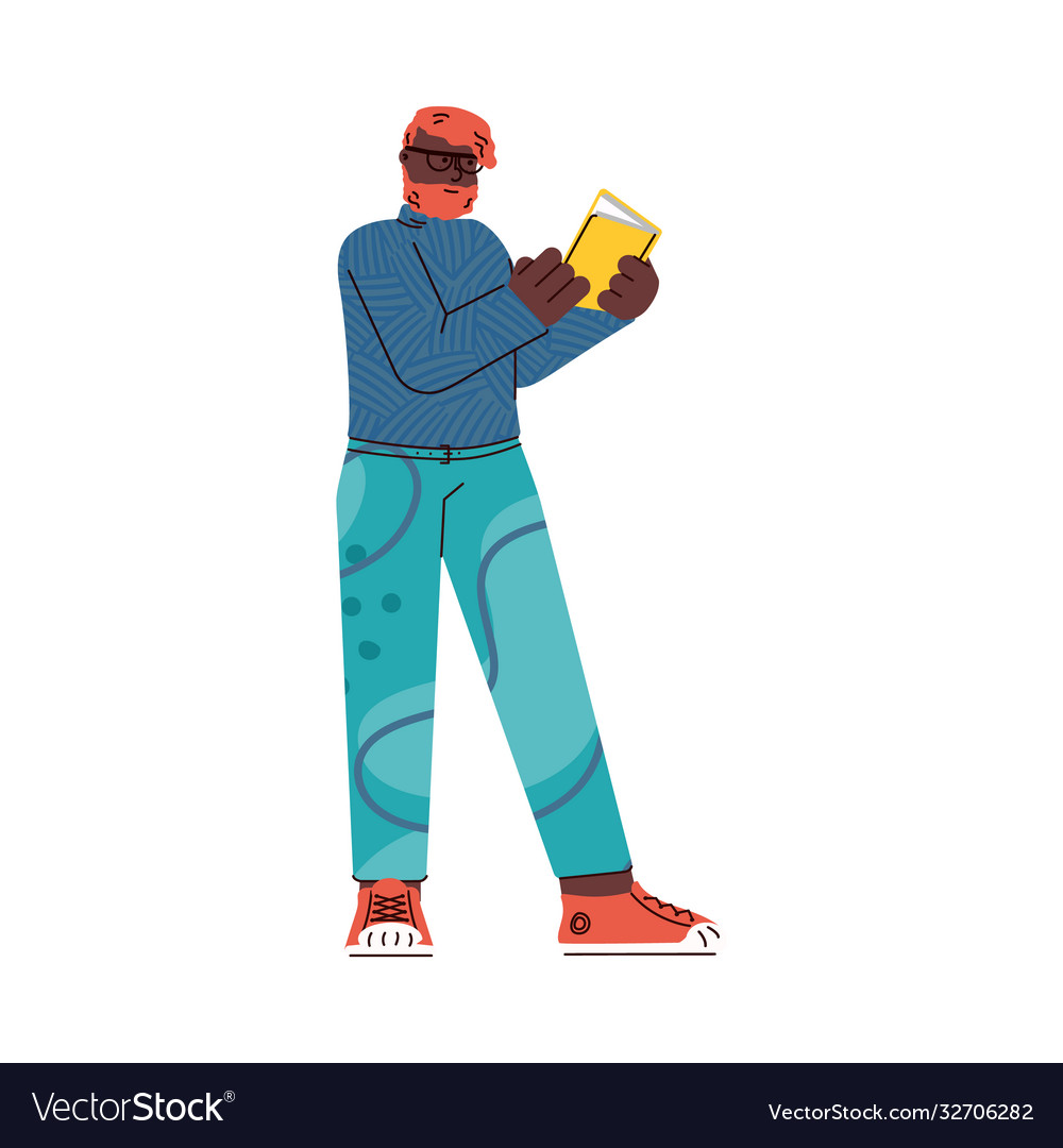 Man cartoon character standing in queue flat vector image Man cartoon character standing in queue flat