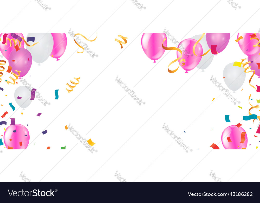 New birthday celebration with balloon pink Vector Image