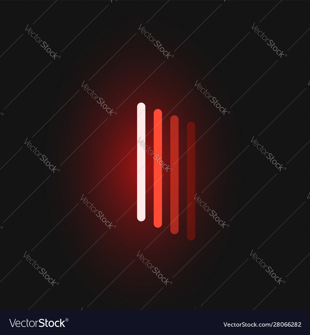 Red neon character font on black background
