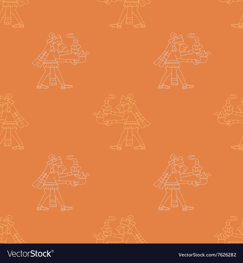 Seamless pattern with symbols from aztec codices