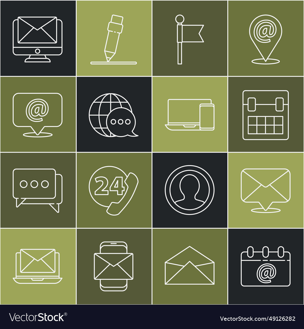 Set line calendar with email envelope location vector image Set line calendar with email envelope location