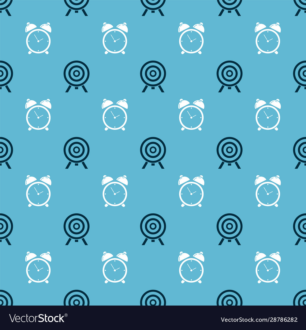 Set target and alarm clock on seamless pattern vector image Set target and alarm clock on seamless pattern